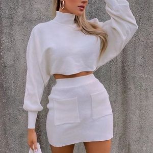 Fashion Nova- Ivory Sweater Skirt Set